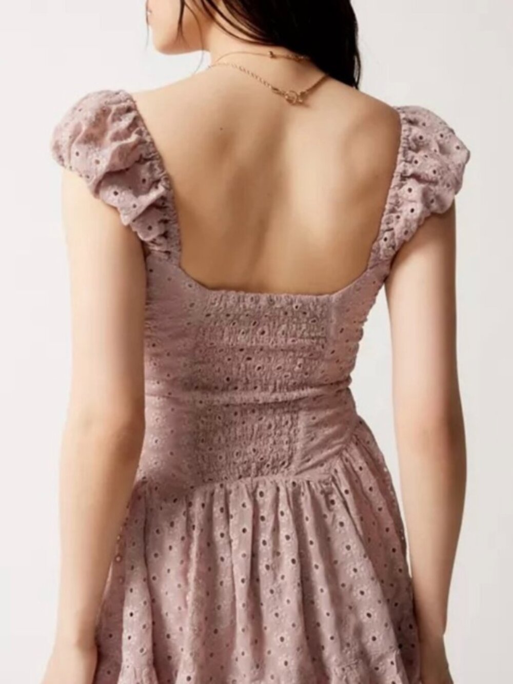 Free People Mauve Eyelet Mini Dress - Picture 3 of 6